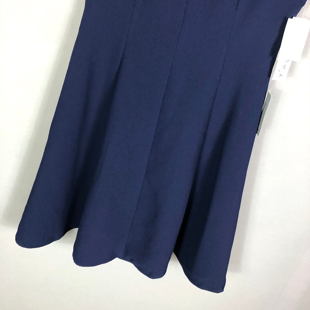 Eliza J Women's Button Yoke Fit & Flare Dress In Navy Size 4 - Picture 6 of 12